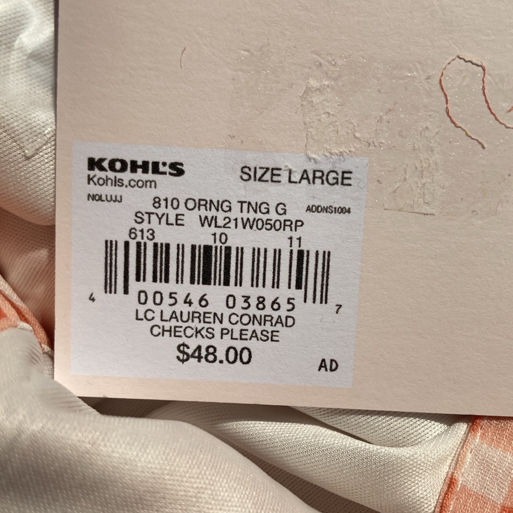 LC Lauren Conrad check print ruffle detail boho top L - Picture 10 of 17